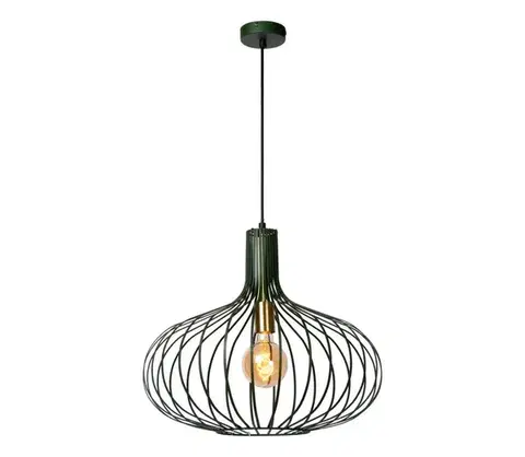 Svietidlá Lucide 78374/50/33 - Luster na lanku MANUELA 1xE27/60W/230V pr. 50 cm zelená 78374/50/33