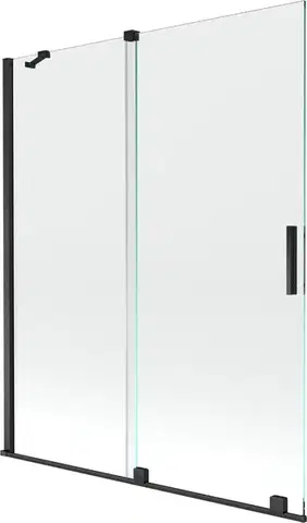Sprchové dvere MEXEN/S - Velar Dvojkrídlová posuvná vaňová zástena 140 x 150, transparent, čierna 896-140-000-01-70
