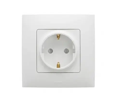 Predlžovacie káble Legrand - Domová zásuvka SCHUKO 250V/16A s rámčekom NILOE biela LR0028+LR0113
