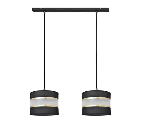 Svietidlá  Luster na lanku HELEN 2xE27/15W/230V čierna/zlatá W-L 0801/2 BK+GO+MAT