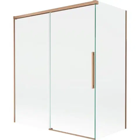 Sprchové dvere MEXEN/S - Rox vaňová zástena 2-krídlová posuvná 140 + 70 x 150, transparent, měď kartáčovaná 8C9-140-070-65-00