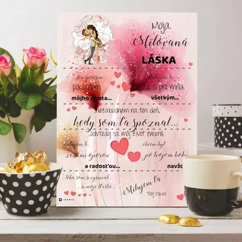 Tabuľky s venovaním (darčeky) Valentínsky darček - Vyznanie lásky pre vašu priateľku - tabuľka na stenu