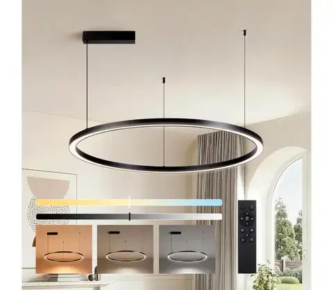 Svietidlá BRILAGI - PORTOFINO stmievateľné LED závesné svietidlo na lanku, LED/60W/230V, priemer 80 cm, čierne, s diaľkovým ovládaním BRI507