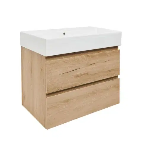 Kúpeľňový nábytok Kúpeľňová skrinka 2 zásuvková s umývadlom SAT B-Way 79x50x45 cm dub mat BWAY280OAKU2BI BWAY280OAKU2BI