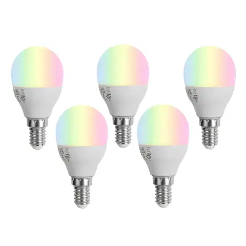 LED osvetlenie Sada 5 Smart E14 LED žiaroviek G45 Opál RGBW 4.9W 470 lm 2700-6500K