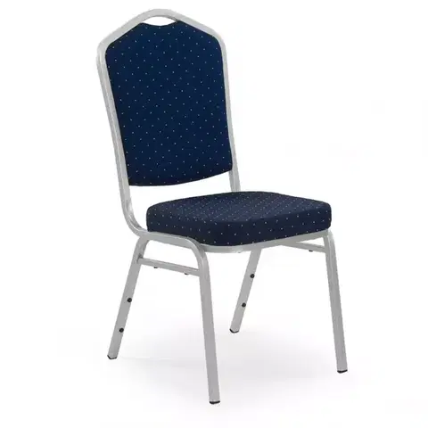 Čalúnené stoličky Stolička K66S kov/tkanina strieborná/modrá 45x59x93