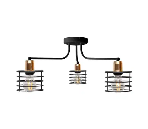 Svietidlá  Prisadený luster EDISON 3xE27/15W/230V P-1366/3 BK+BR