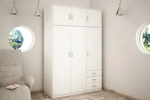 Šatníkové skrine Skriňa VILMA 6D3S, biela