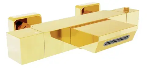 Kúpeľňové batérie MEXEN - Termostatická vaňová batéria Cube, zlatá 77360-50