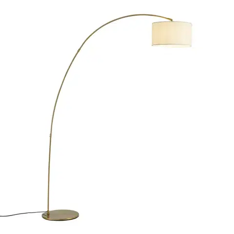 Oblúkové lampy Moderná oblúková lampa mosadzná s béžovým tienidlom - Vinossa