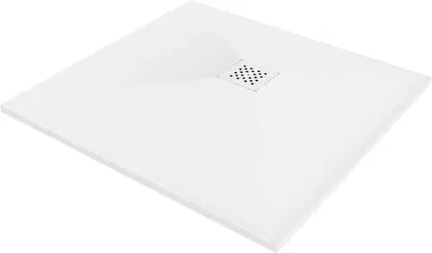 Vane MEXEN/S - Stone+ štvorcová sprchová vanička 100 x 100, biela, mriežka biela 44101010-W