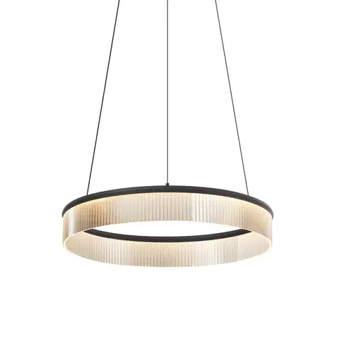 Závesné svietidlá Moderné závesné svietidlo čierne 59cm vrátane LED 3-krokového stmievania - Anello Chandelier