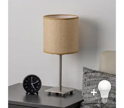Lampy BRILAGI - LED stolová lampa NUBILA 1xE27/60W/230V svetlohnedá EG32509+BG1584