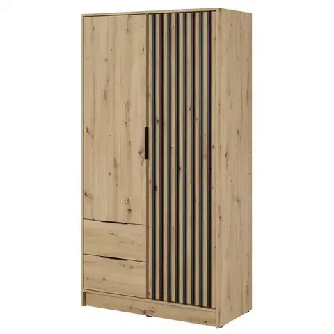 Šatníkové skrine Skriňa Nelly 2d Dub Artisan/Čierna