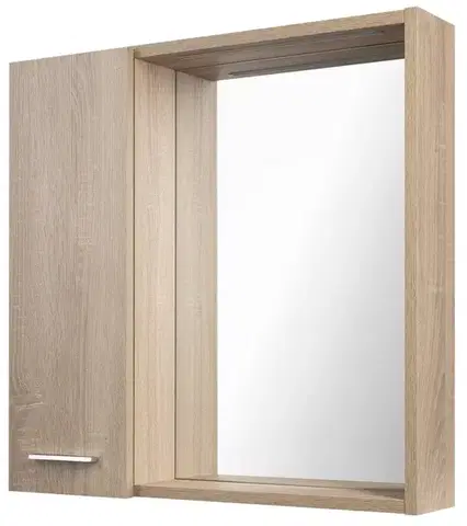 Kúpeľňový nábytok AQUALINE - ZOJA/KERAMIA FRESH STRIP galérka s LED osvetlením 60x60x14cm, ľavá, dub platin 45027S