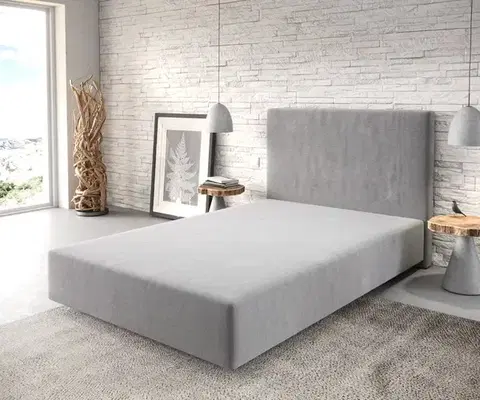 Postele Boxspring DELIFE Boxspring posteľ Dream-Well 120x200 cm mikrovlákno sivá