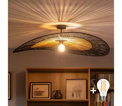 Svietidlá BRILAGI - LED prisadené stropné svietidlo CERIA BOHO 1xE27/60W/230V priemer 100 cm čierna/hnedá BG3989+EG781093