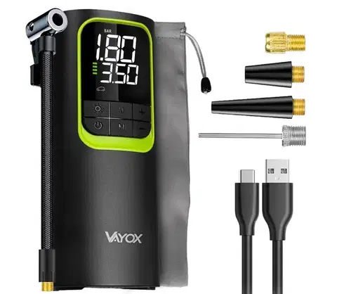 Predlžovacie káble Vayox Digitálny vreckový kompresor 5 V 8000 mAh čierny VA0410