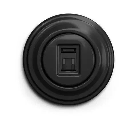 Predlžovacie káble lap - Retro dátová zásuvka s rámikom čierna KA0016+KA0070