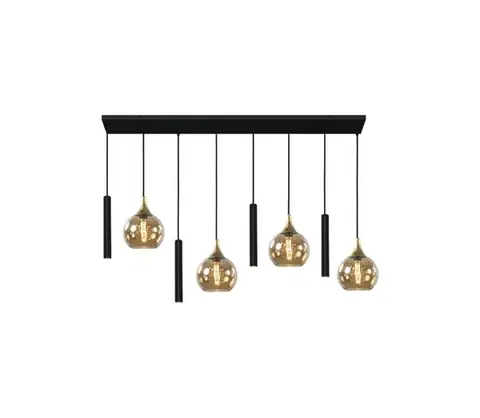 Svietidlá Keter Lighting Luster na lanku CALYPSO 4xGU10/60W/230V + 4xE27/60W čierna/zlatá 2890