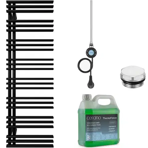 Doplnky do kúpeľne CERANO - Kúpeľňový elektrický radiátorový set Burke - Ľ/P - WIFI - 600W - čierna matná - 1600x500 mm CER-978829