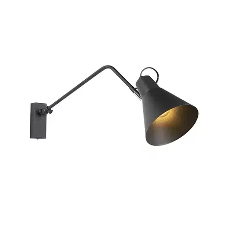 Nástenné osvetlenie Dizajnová nástenná lampa čierna nastaviteľná - Luna