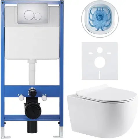 Záchody CERANO - Kompletný WC set Profi/Felci - biela lesklá - WC tlačidlo Duo/Chrom - predstenová inštalácia - 52,5x36 CER-8050BD84319