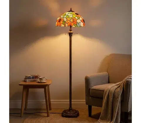 Lampy BRILAGI - Tiffany vitražová stojacia lampa SUNFLOWER 2xE27/60W/230V BRF-8004