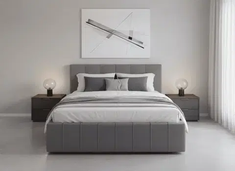 Postele Elvisia Manželská posteľ MONACO s výklopným roštom | sivá 180 x 200 cm