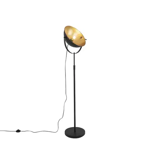 Stojace lampy Stojacia lampa čierna so zlatou farbou 35 cm nastaviteľná - Magnax