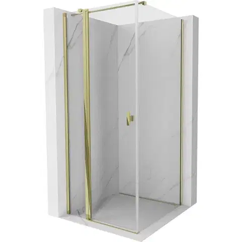 Sprchovacie kúty MEXEN/S - Mist T sprchovací kút dvere krídlové 120 x 120, transparent, zlato 8A4T-120-120-50-00