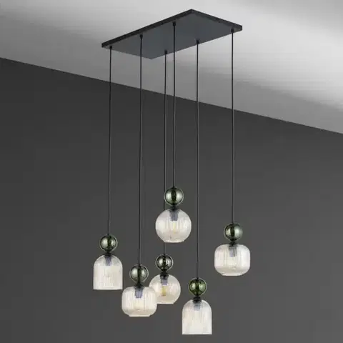 Lampy do obývačky Luster SOPHIA GREEN COGNAC 11150 LW6