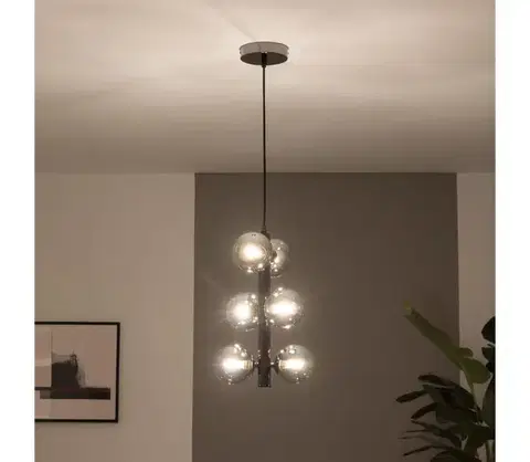 Svietidlá BRILAGI - LED luster na lane MILLA 6xG9/3W/230V čierny chróm/dymové sklo 6010-6CS