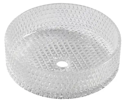 Umývadlá SAPHO - MARAGUA gravírované sklenené umývadlo na dosku priemer 39,5cm, číre sklo TY214CL