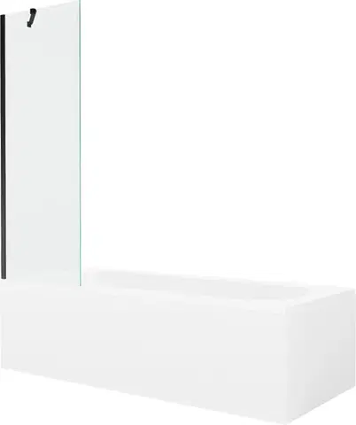 Sprchové dvere MEXEN/S - Vega obdĺžniková vaňa 180 x 80 cm s panelom + vaňová zástena 60, transparent, čierna 550118080X9506000070