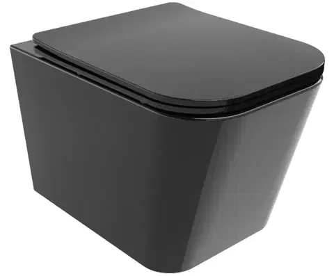 Záchody MEXEN - Teo Závesná WC misa vrátane sedátka s slow-slim, Duroplastu, čierna 30854070