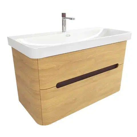 Kúpeľňový nábytok Kúpeľňová skrinka s umývadlom SAT Fusion 97,5x53x45 cm dub medový mat SATFUSION2100DMUBA SATFUSION2100DMUBA