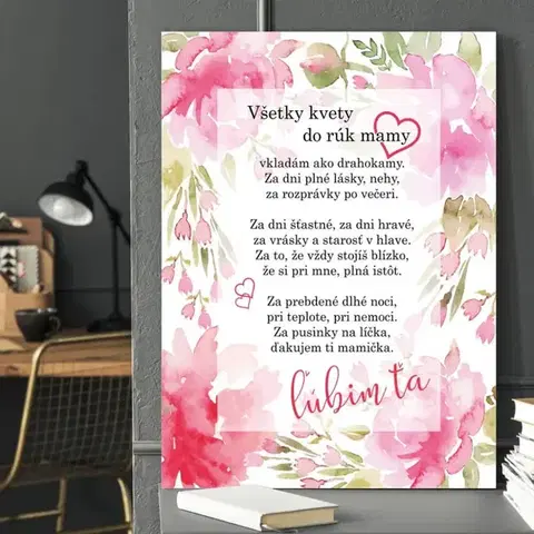 Tabuľky s venovaním (darčeky) Darček pre mamku - Poďakovanie za všetko od detí - obraz na stenu