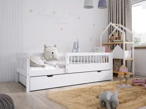 Postele Elvisia Detská posteľ MADIA so zásuvkou | biela 80 x 160 cm