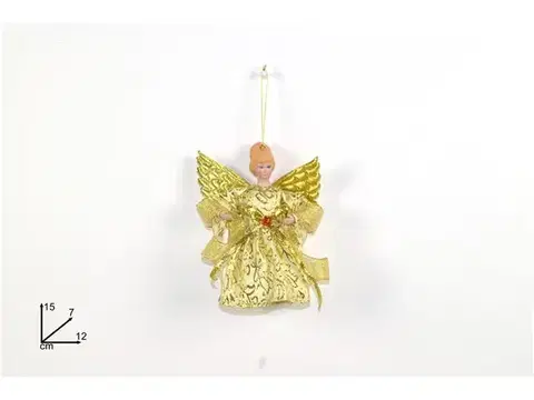 Vianočné dekorácie MAKRO - Anjel visiaci zlatý 15cm