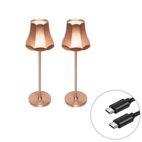 Lampy Sada 2 retro stolových lámp medených nabíjateľných IP44 - Granny