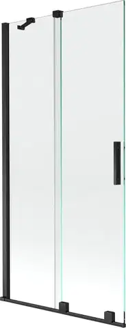Sprchové dvere MEXEN/S - Velar Dvojkrídlová posuvná vaňová zástena 90 x 150, transparent, čierna 896-090-000-01-70