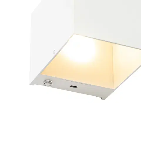 Lampy Nástenná lampa biela vrátane LED a dotykového stmievača nabíjateľná - Joris