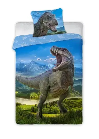 Obliečky Obliečky bavlnené Deluxe 3D 200x140cm+90x70cm Dinosaurus T-Rex Faro Tiahome