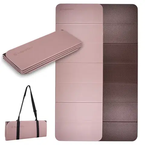 Podložky na cvičenie Skladacia podložka na cvičenie inSPORTline Misette 180x61x0,8 cm bamboo beige-hnedá