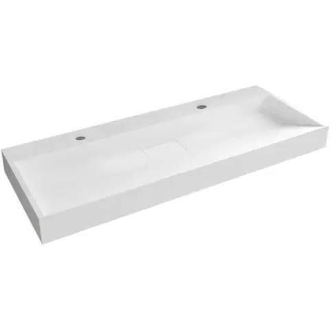 Umývadlá CERANO - Umývadlo z liateho mramoru Vita - nástenné aj na dosku - 2 otvory pre batériu - biela lesklá - 120x46 CER-479899