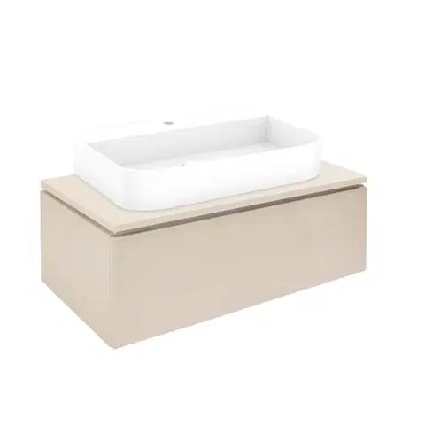 Kúpeľňový nábytok Kúpeľňová skrinka s umývadlom a krycou doskou SAT Feel 100x30x46 cm béžová mat SATFEEL100BEDU SATFEEL100BEDU