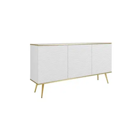 Komody ArtPS Komoda BIJOU K-160 MDF | biela / zlaté nohy