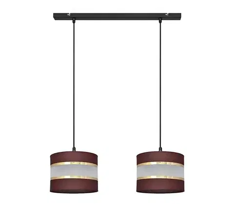 Svietidlá  Luster na lanku HELEN 2xE27/15W/230V hnedá/čierna/zlatá W-L 0801/2 BK-B +BR+GO+MAT