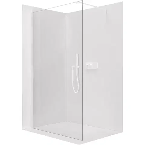 Sprchové dvere CERANO - Sprchová zástena Walk-in Onyx Cube Ľ/P - 8 mm - hranatá vzpera - biela matná, transparentné sklo - 50x200 CER-8050BD467